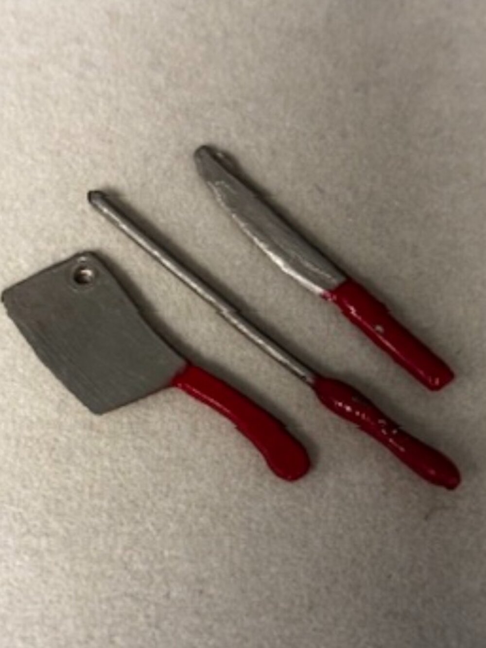1:12 Scale Dollhouse Kitchen Utensils Set – Mini Cleaver Knife & Sharpening Rod